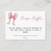 Meisje Baby shower Roze Bow Luier Raffle Informatiekaartje (Voorkant)