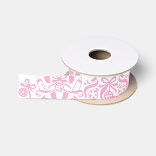 Meisje Baby Shower Roze Fles Rammelaar Patroon Satijnen Lint