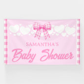Meisje Baby Shower Roze Gingham Strik Spandoek (Horizontaal)