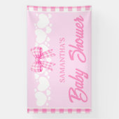 Meisje Baby Shower Roze Gingham Strik Spandoek (Verticaal)