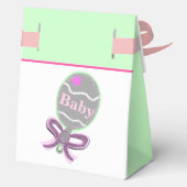 Meisje Baby shower Roze Groene Rattle Bedankdoosjes (Achterkant)