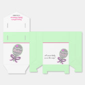 Meisje Baby shower Roze Groene Rattle Bedankdoosjes (Ongevouwen)
