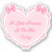 Meisje baby shower roze hart bogen sticker (Voorkant)