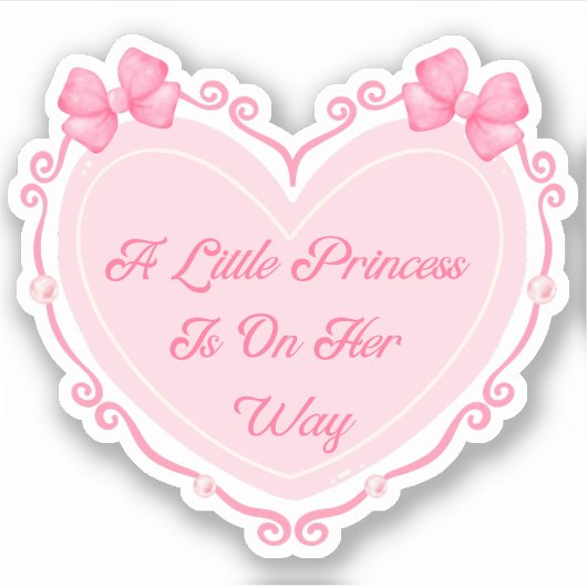 Meisje baby shower roze hart bogen sticker (Voorkant)