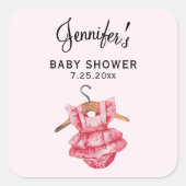 Meisje Baby shower Roze Jurk 3-in Kaars Sticker (Voorkant)