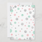 Meisje Baby shower - Roze Mint Zilveren Stippen Kaart (Achterkant)