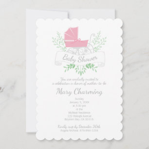  meisje BABY SHOWER roze moeras Kaart