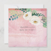 Meisje Baby shower Roze n Witte Rozen Bladkrans Kaart (Achterkant)