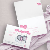 Meisje Baby shower Roze Olifant op Cloud Bedankkaart