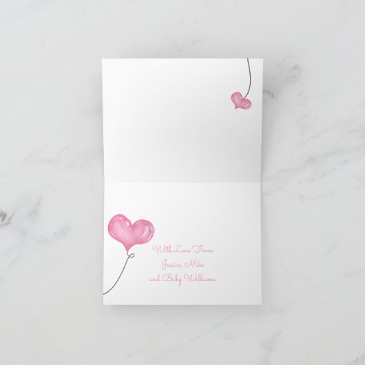 Meisje Baby shower Roze Olifant op Cloud Bedankkaart (Binnen)