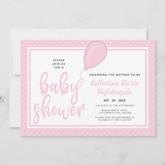 Meisje Baby shower Roze Polka Dot BOHO QR Code Kaart (Voorkant)