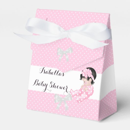 Meisje Baby shower Roze Polka Dots Schattige Baby  Bedankdoosjes (Voorkant Zijde)