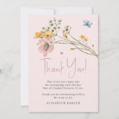 Meisje baby shower roze waterverf dank u kaart (Voorkant)