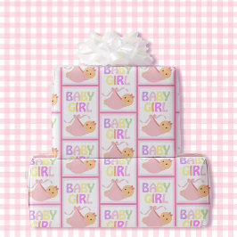 Meisje Baby shower Schattige Pastel Roze Deken Cadeaupapier