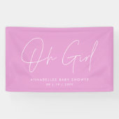 Meisje Baby shower script modern cerise roze elega Spandoek (Horizontaal)