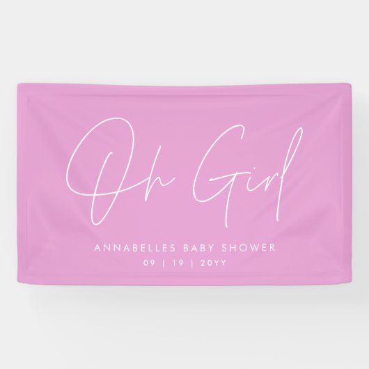 Meisje Baby shower script modern cerise roze elega Spandoek (Horizontaal)