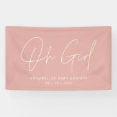 Meisje Baby shower script modern roos roze elegant Spandoek (Horizontaal)