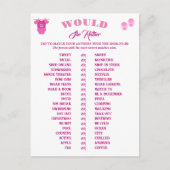 Meisje Baby shower Spelletjes Voorspelling en Advi Briefkaart (Voorkant)