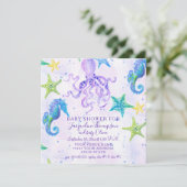 Meisje Baby shower Strand Zeesterren Octopus Zeepa Kaart (Staand voorkant)