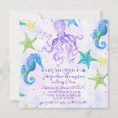 Meisje Baby shower Strand Zeesterren Octopus Zeepa Kaart (Voorkant)
