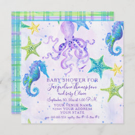 Meisje Baby shower Strand Zeesterren Octopus Zeepa Kaart