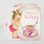 Meisje Baby shower Tea Party Kaart (Voorkant / Achterkant)