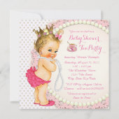Meisje Baby shower Tea Party Kaart (Achterkant)