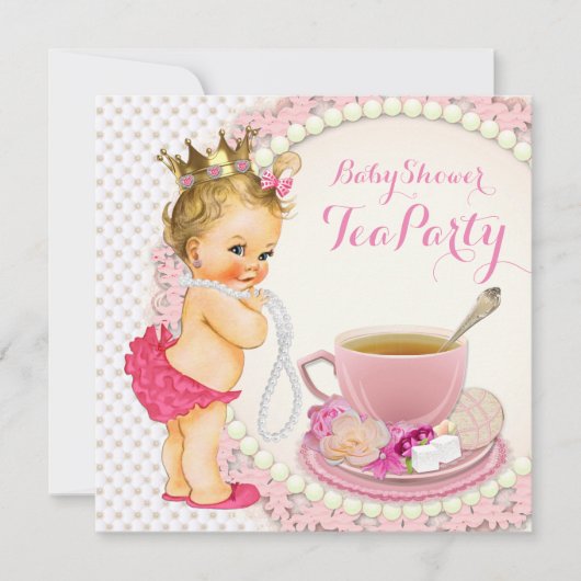 Meisje Baby shower Tea Party Kaart (Voorkant)