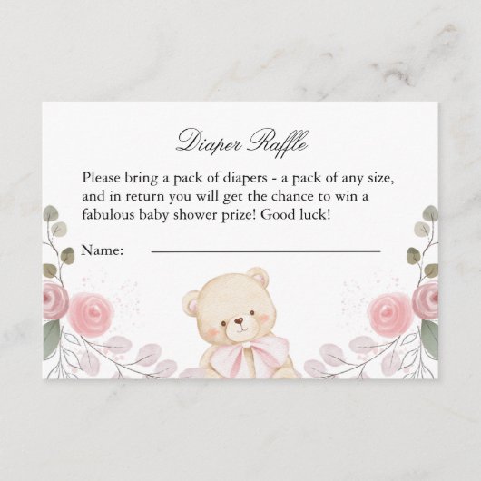 Meisje Baby shower Teddy Bear Enclosure Kaart (Voorkant)