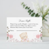 Meisje Baby shower Teddy Bear Enclosure Kaart (Staand voorkant)