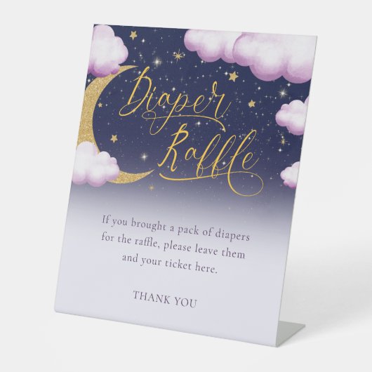 Meisje Baby shower Twinkle Little Star Luier Raffl Reclamebord Met Voetstuk (Voorkant)