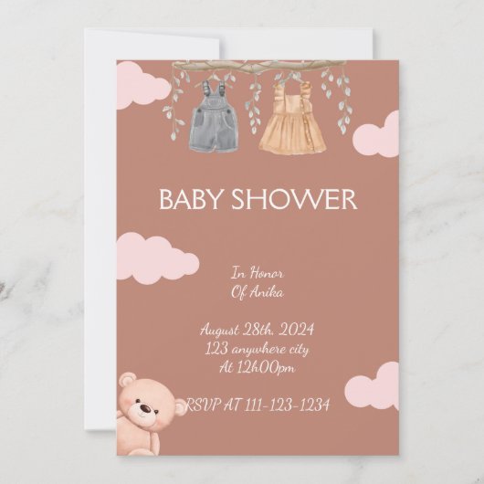 MEISJE BABY SHOWER UITNODIGING (Voorkant)