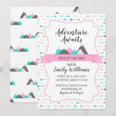 Meisje Baby shower Uitnodiging Avontuur Wachten (Voorkant / Achterkant)