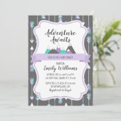 Meisje Baby shower Uitnodiging Avontuur Wachten (Staand voorkant)