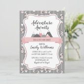 Meisje Baby shower Uitnodiging Avontuur Wachten (Staand voorkant)