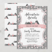 Meisje Baby shower Uitnodiging Avontuur Wachten (Voorkant / Achterkant)