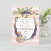 Meisje baby shower Uitnodiging Forest Rabbit Bunny (Staand voorkant)