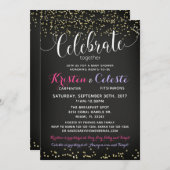 Meisje Baby shower Uitnodiging gecombineerd gezame (Voorkant / Achterkant)