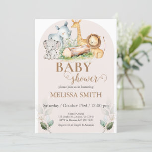 Meisje Baby shower Uitnodiging met Dieren Dierentu