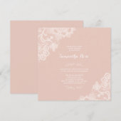 Meisje Baby shower Uitnodiging Roze kant (Voorkant / Achterkant)