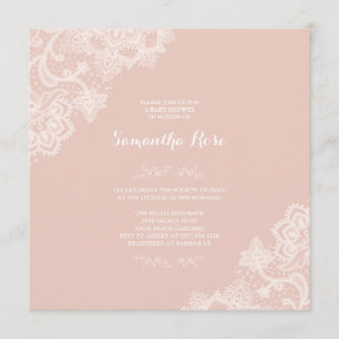 Meisje Baby shower Uitnodiging Roze kant