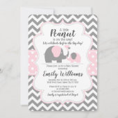 Meisje baby shower uitnodiging roze olifant thema (Voorkant)