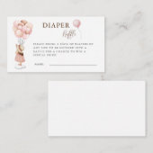 Meisje Baby Shower Vliegende Ballon Luier Raffle Informatiekaartje (Voorkant / Achterkant)