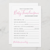 Meisje Baby shower Voorspellingen Guess Game Kaart (Voorkant / Achterkant)