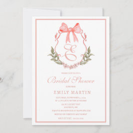 Meisje Baby shower Watecolor Crest met Monogram Kaart