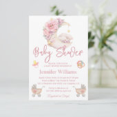 Meisje baby shower waterverf Bloemmaan Roze Kaart (Staand voorkant)