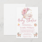 Meisje baby shower waterverf Bloemmaan Roze Kaart (Voorkant / Achterkant)