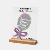 Meisje Baby shower Zilveren Roze Rammelaar Acryl Bord (Hoek)