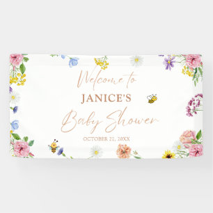 Meisje Baby shower Zoet als kan Bee Bloemen Achter Spandoek