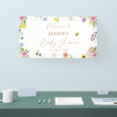 Meisje Baby shower Zoet als kan Bee Bloemen Achter Spandoek (Beurs)